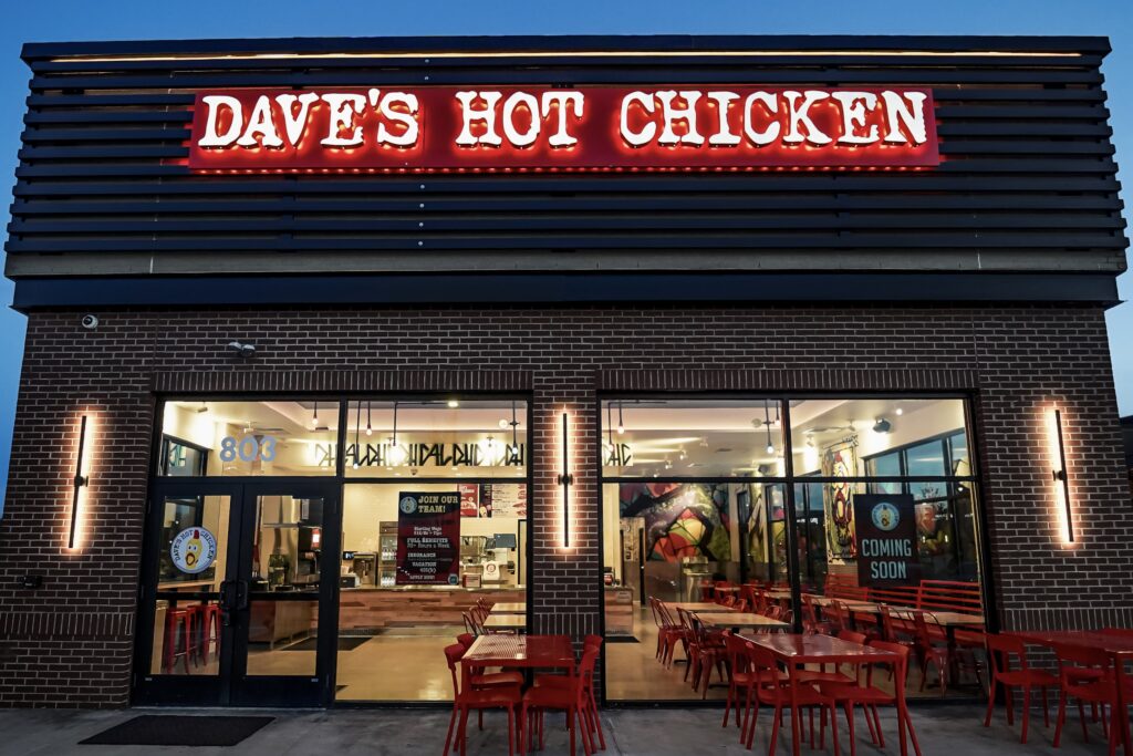 Exterior shot of Dave's Hot Chicken in Westerville, OH